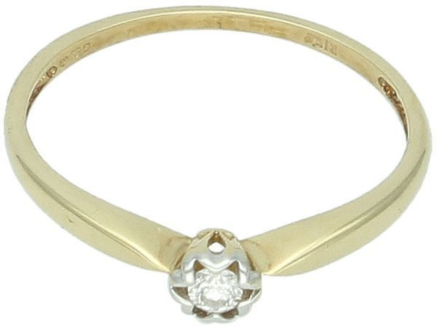 Pierścionek złoty DIAMENT żółte złoto, jeden diament 'Miłość' CH485HSI 585.jpg